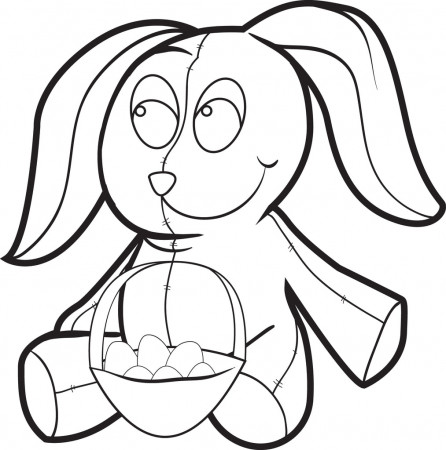 Printable Bunny With An Easter Basket Coloring Page for Kids – SupplyMe