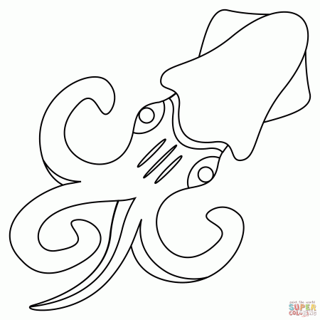 Squid coloring page | Free Printable Coloring Pages