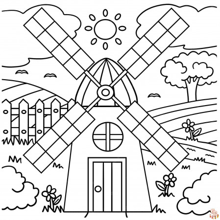 Printable Windmill Coloring Pages Free ...