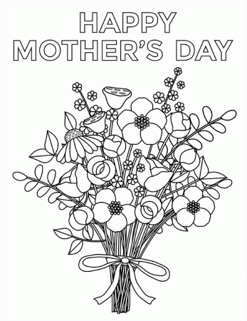 Printable Mother's Day Flowers Coloring Page