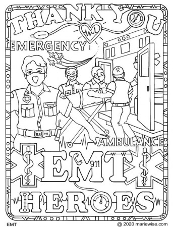 Thank You EMT Heroes Printable Coloring Page Digital - Etsy