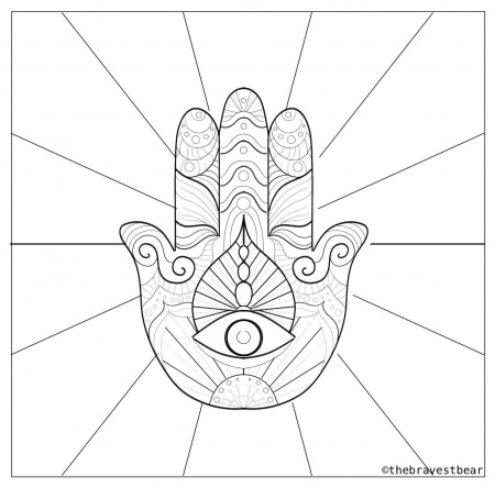 Online coloring pages Coloring page Amulet Hamsa hand, Coloring ...