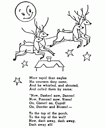 Night Before Christmas coloring pages | Now, Dasher! Now, Dancer 