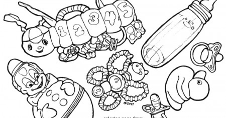 The Doll Coloring Book: The baby's toys coloring page