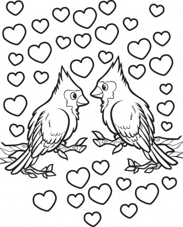 Printable Love Birds Valentine's Day Coloring Page for Kids – SupplyMe