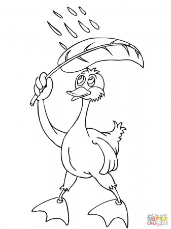 Duck in the Rain coloring page | Free Printable Coloring Pages