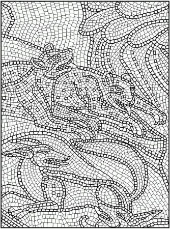 Step Free Coloring Pages Of Roman Mosaic, Papers Mosaic Coloring ...