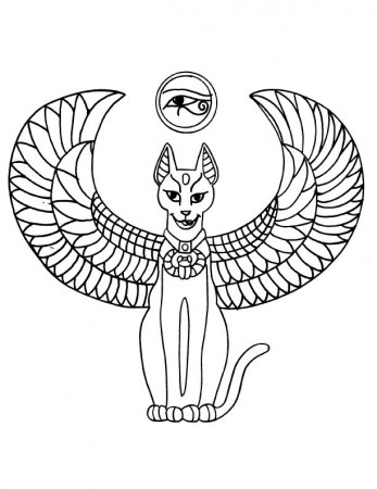 Egyptian cat tattoo coloring page | Download Free Egyptian cat tattoo coloring  page for kids | Best Coloring Pages