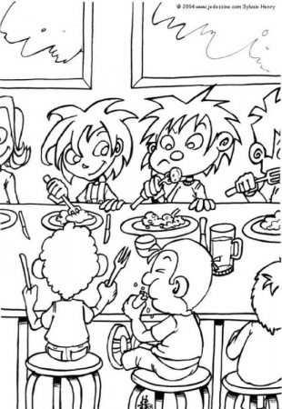 Coloring Page dining hall - free ...