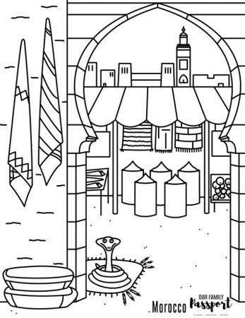 Morocco Market Coloring Page, Morocco ...