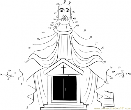 A Catholic Church dot to dot printable worksheet - Connect The Dots