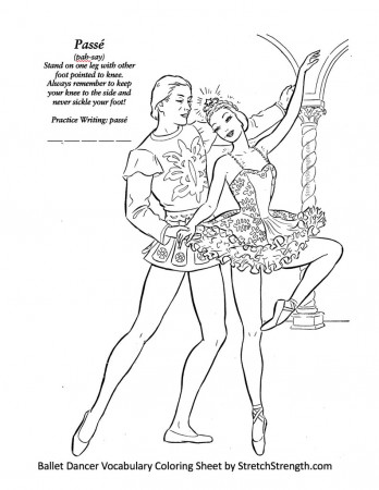 Free Ballet Dancer Vocabulary Coloring Sheet by StretchStrength.com Pa
