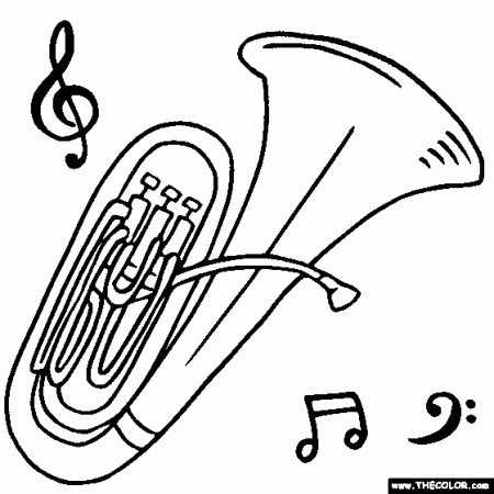 Tuba musical instrument coloring page | Tuba, Coloring pages, Online coloring  pages