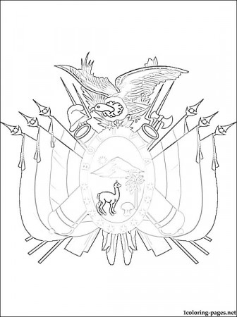 Bolivia coat of arms coloring page | Coloring pages