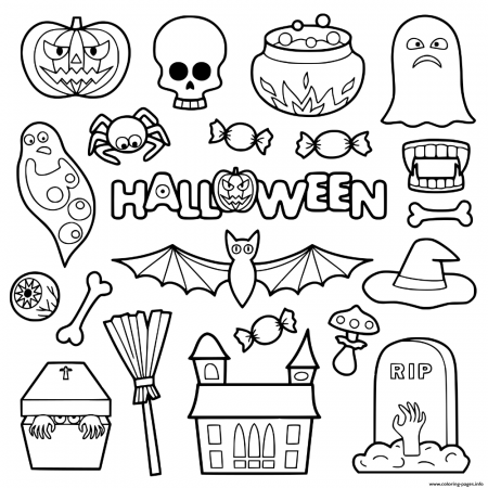 Print halloween objects for kids coloring pages | Halloween coloring pages,  Kids printable coloring pages, Coloring pages