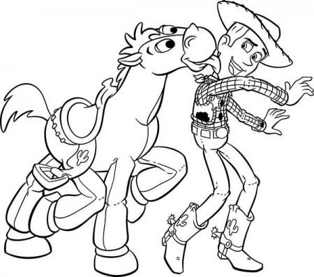 Woddy And Bullseye In Happy Moment In Toy Story Coloring Page - Download &  Print Online Coloring Pages for Free | Color Nimbus