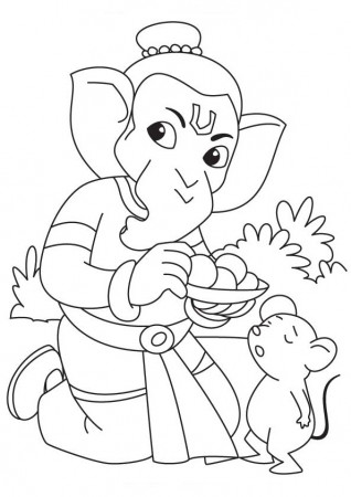 Coloring Pages | Bal Ganesha Eating Laddu Coloring Pages for Kids