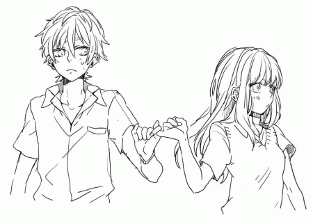 Girl and Guy holding Hands Coloring Pages - Anime Couple Coloring Pages - Coloring  Pages For Kids And Adults