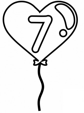 Number 7 in Balloon Coloring Page - Free Printable Coloring Pages for Kids