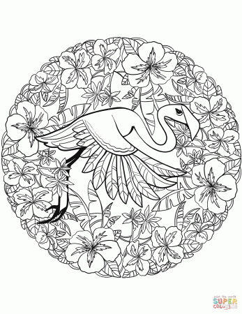 Flamingo Mandala coloring page | Free Printable Coloring Pages