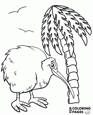 Printable bird kiwi coloring sheet for kids - Topcoloringpages.net