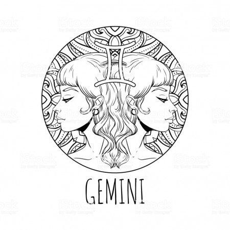 Coloring Pages Gemini Zodiac Sign Artwork Adult Book Page Beautiful Symbol  Vector Id1156022344 Fabulous – Dialogueeurope