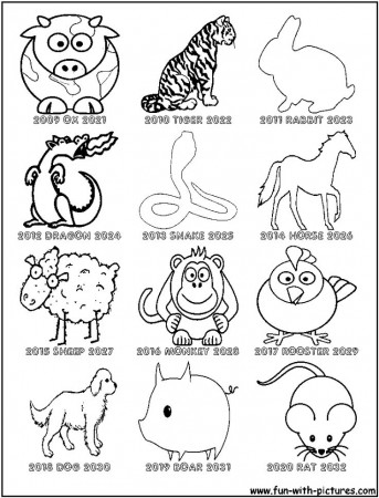 Chinese Zodiac Coloring Page | Geography- Asien (Asia) | Pinterest ...