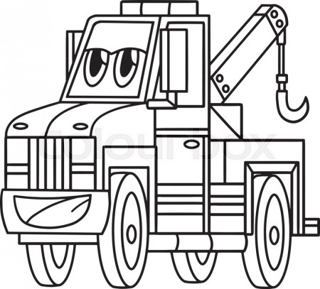 Tow Truck with Face Vehicle Coloring Page | Stock vector | Colourbox