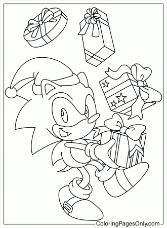 Christmas Sonic Coloring Page - Free Printable Coloring Pages