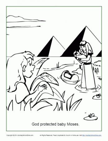 God Protected Baby Moses Coloring Page