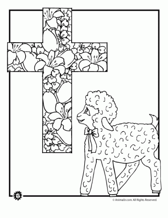 Easter Lamb and Cross Coloring Page - Woo! Jr. Kids Activities