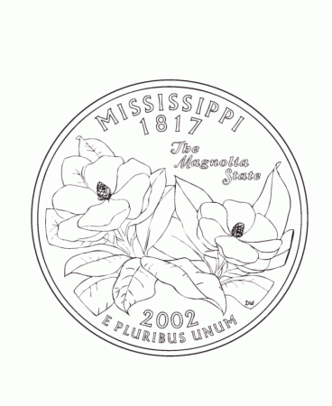 USA-Printables: Mississippi State Quarter - US States Coloring Pages