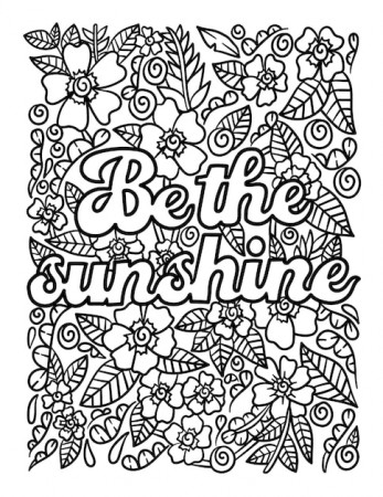 Premium Vector | Be the sunshine motivational quote coloring page