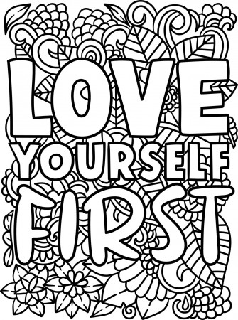 Love Yourself First Motivational Quote Coloring 7066808 Vector Art at  Vecteezy