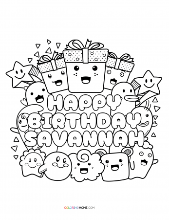 Happy Birthday Savannah coloring page