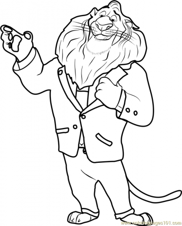 Mayor Lionheart Coloring Page - Free Zootopia Coloring Pages :  ColoringPages101.com