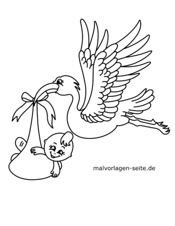 Coloring page stork with baby - free ...malvorlagen-seite.de