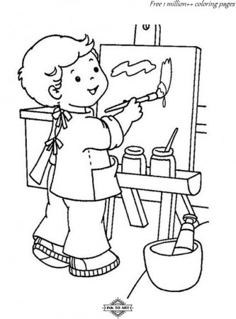 Painter (2)- Coloring pages – InktoArt | Ink to Art