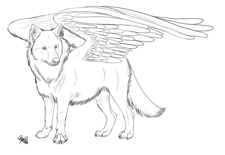 Winged Wolf FREE lineart | Wolf coloring page, Wolf with wings, Wolf  coloring