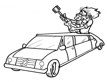 Rockstar in Car Coloring Page - Free Printable Coloring Pages for Kids
