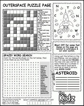 Outer Space Activity Puzzle Page Sheet - Free Coloring Pages for ...