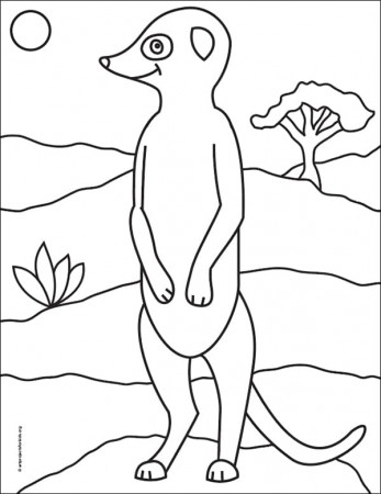 Easy How to Draw a Meerkat Tutorial and Meerkat Coloring Page