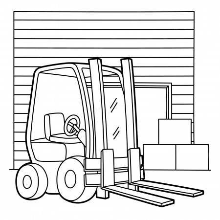 Premium Vector | Forklift coloring page