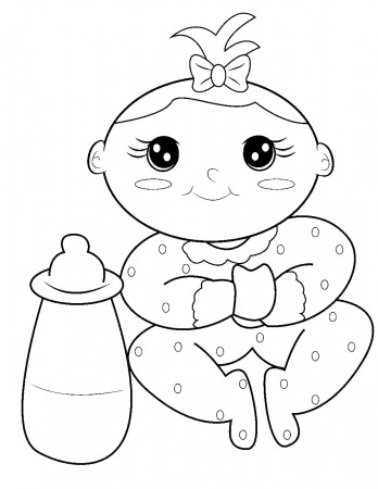 Baby Girl and Bottle Coloring Page - Free Printable Coloring Pages for Kids