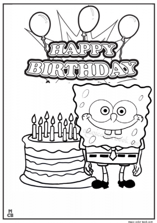 Happy Birthday coloring pages cat
