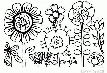 Flowers Garden Coloring Pages for School Kids Cartoon Clipart ...