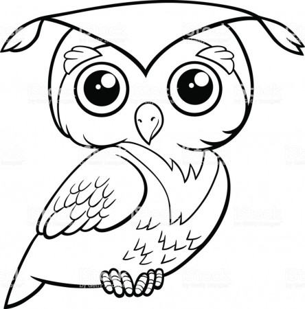 Cute Owl Coloring Page Stock Illustration - Download Image ...