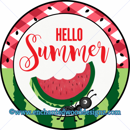 Hello Summer Watermelon - Wreath board, Phone Grips, Mixed Media Round |  EnchantedWoodDesignz