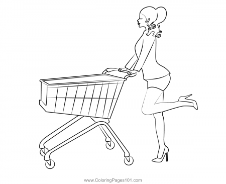 Women with Shopping Cart Coloring Page for Kids - Free Women Printable Coloring  Pages Online for Kids - ColoringPages101.com | Coloring Pages for Kids