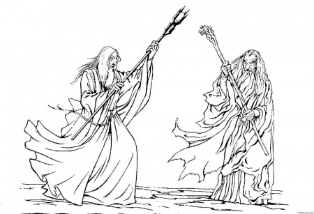 Lord Of The Rings Gandalf Vs. Saruman Coloring Page » Turkau